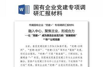國(guó)有企業(yè)黨建專項(xiàng)調(diào)研匯報(bào)材料