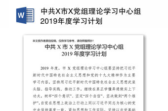 中共X市X黨組理論學(xué)習(xí)中心組2019年度學(xué)習(xí)計劃