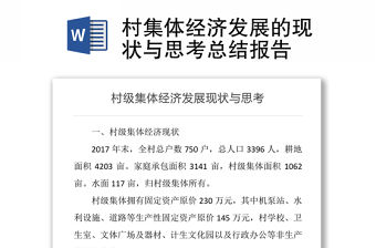 村集體經(jīng)濟發(fā)展的現(xiàn)狀與思考總結報告