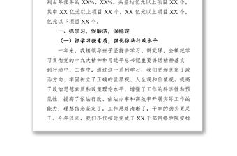 鎮黨政領導班子述學述職述廉述法報告