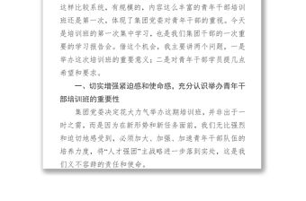 領導講話稿在集團青年干部培訓班開班典禮上的講話