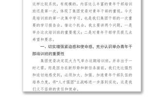 領(lǐng)導(dǎo)講話稿在集團青年干部培訓(xùn)班開班典禮上的講話