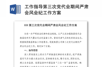 工作指導(dǎo)第三次黨代會(huì)期間嚴(yán)肅會(huì)風(fēng)會(huì)紀(jì)工作方案