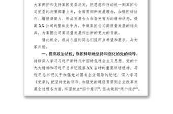 公文寫作范文國有企業領導人員宣布任職講話稿