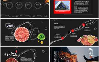 原创重庆麻辣火锅餐饮美食火锅配料ppt模板-版权可商用