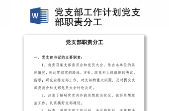 黨支部工作計(jì)劃黨支部職責(zé)分工