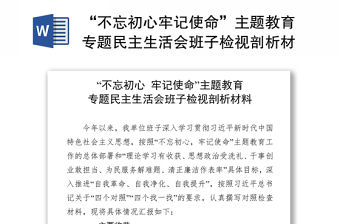 “不忘初心牢記使命”主題教育專題民主生活會班子檢視剖析材料