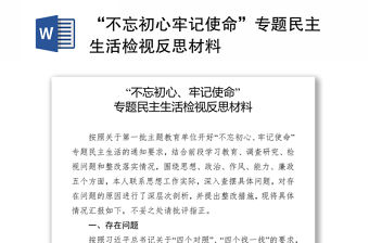 “不忘初心牢記使命”專題民主生活檢視反思材料