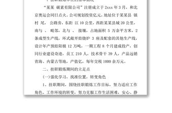 XX企業(yè)掛職鍛煉工作總結(jié)