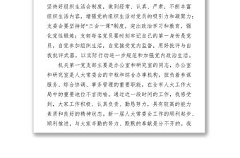 在市人大機關第一黨支部組織生活會上的講話黨支部會議記錄