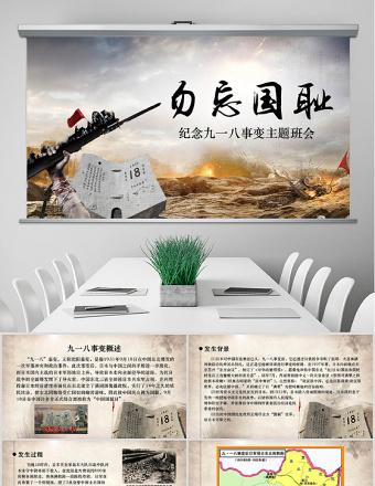 原創(chuàng)內(nèi)容完整918九一八主題班會課件PPT-版權(quán)可商用