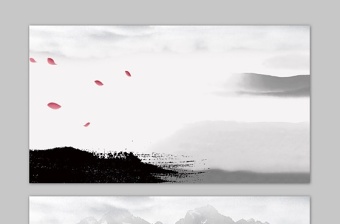 五張水墨山水梅花PPT背景圖片 五張水墨山水梅花PPT背景圖片