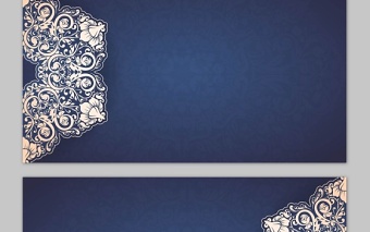 5張藍色精致花紋PowerPoint背景圖片