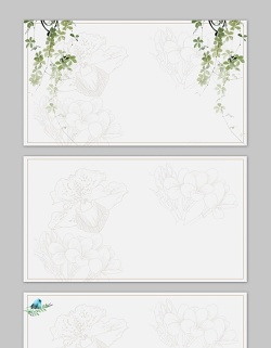 三张绿色淡雅植物图案PPT背景图片