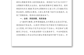 第二批主題教育“不忘初心牢記使命”專題民主生活會情況報告