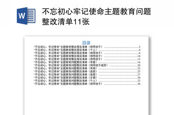 不忘初心牢記使命主題教育問題整改清單11張