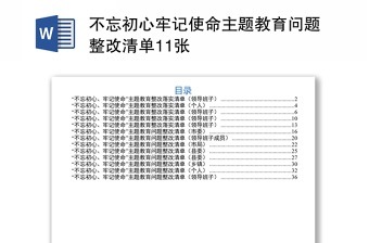 不忘初心牢記使命主題教育問(wèn)題整改清單11張