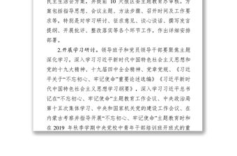 關于不忘初心牢記使命主題教育專題民主生活會召開情況的報告工作報告