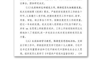 機關黨支部黨建工作匯報