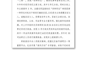 紀委工作情況工作匯報