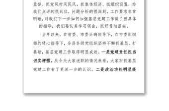 書記黨建工作述職評議會講話黨建工作匯報