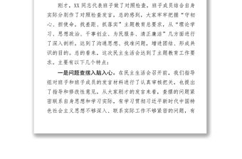 主題教育民主生活會指導組總結點評講話民主生活會發言材料