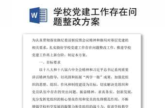 學(xué)校黨建工作存在問題整改方案
