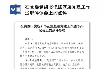 在黨委黨組書記抓基層黨建工作述職評議會上的點評