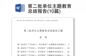 第二批单位主题教育总结报告(10篇)