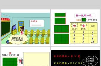  人教版三年級數(shù)學(xué)課件下冊長方形正方形的面積計算PPT模板