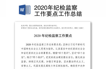 2020年紀檢監察工作要點工作總結