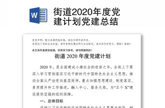 街道2020年度黨建計劃黨建總結