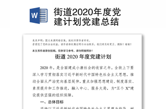 街道2020年度黨建計(jì)劃黨建總結(jié)