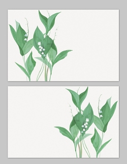 两张清新水彩植物绿叶PPT背景图片