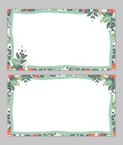 两张水彩花卉PPT边框背景图片