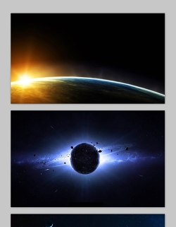 三张星空星球科技PPT背景图