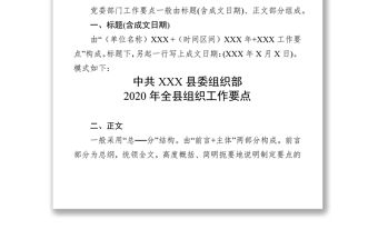 2020年組織工作要點寫作模式