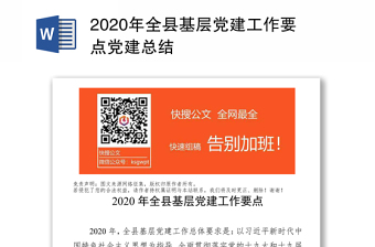 2020年全縣基層黨建工作要點(diǎn)黨建總結(jié)