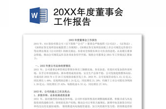 20XX年度董事會工作報告
