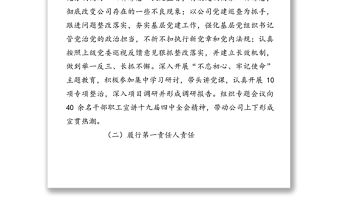 公司黨組織主要負責人2019年度述責述廉報告