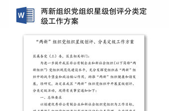 兩新組織黨組織星級創(chuàng)評分類定級工作方案