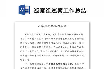 巡察組巡察工作總結