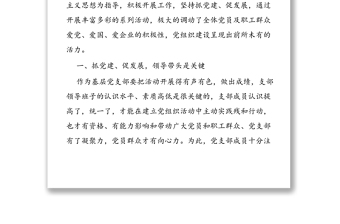 2020年公司黨支部“抓黨建促發(fā)展”經(jīng)驗(yàn)材料