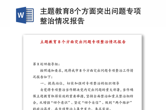 主題教育8個(gè)方面突出問題專項(xiàng)整治情況報(bào)告