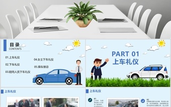  商務(wù)乘車上下車禮儀PPT模板