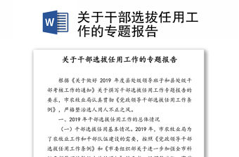 關于干部選拔任用工作的專題報告