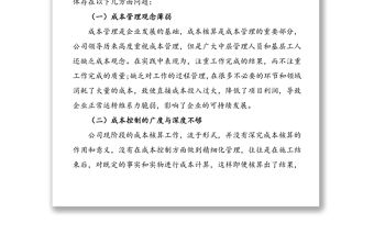 企業成本核算工作總結范文(集團公司企業參考)