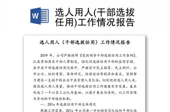 選人用人(干部選拔任用)工作情況報告