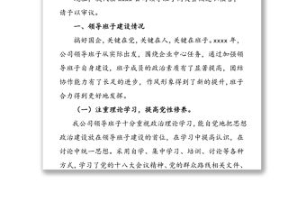 國企領導班子述職報告國企黨建