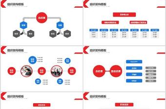 红色简约公司组织结构模板ppt